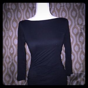 XS black low back knee length fitted cotton dress